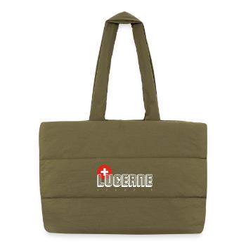 KONIZ Schweiz Flag Emblem - Puffer Shopping Bag - safari green - Front