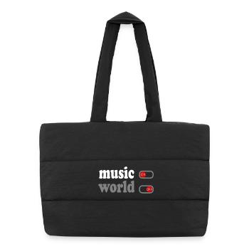 Échappez au Monde avec Style ''Music On, World Off - Sac shopping matelassé - noir - Devant