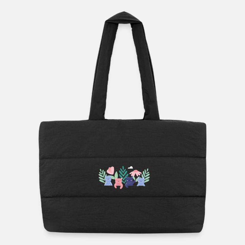 Illustration de jardin de chat fantaisiste Sac shopping matelassé