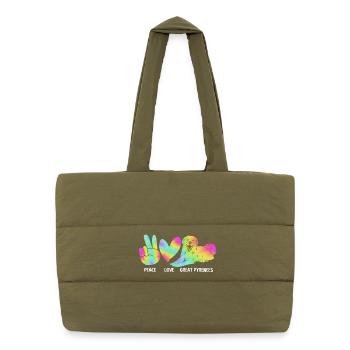 Pyrenean Dog - Puffer Shopping Bag - safari green - Front