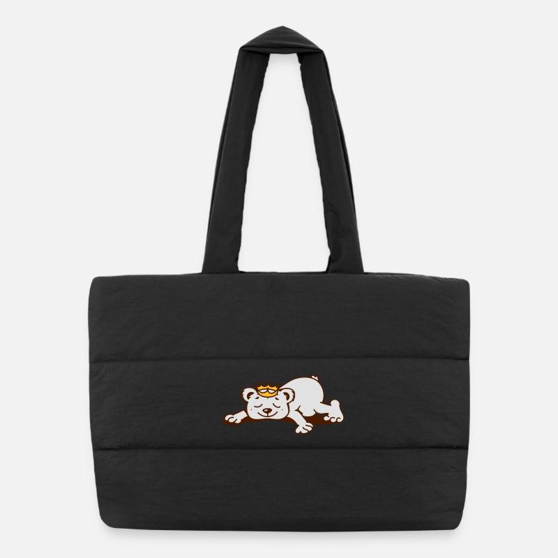 Un petit ours avec une couronne d'or dort Sac shopping matelassé