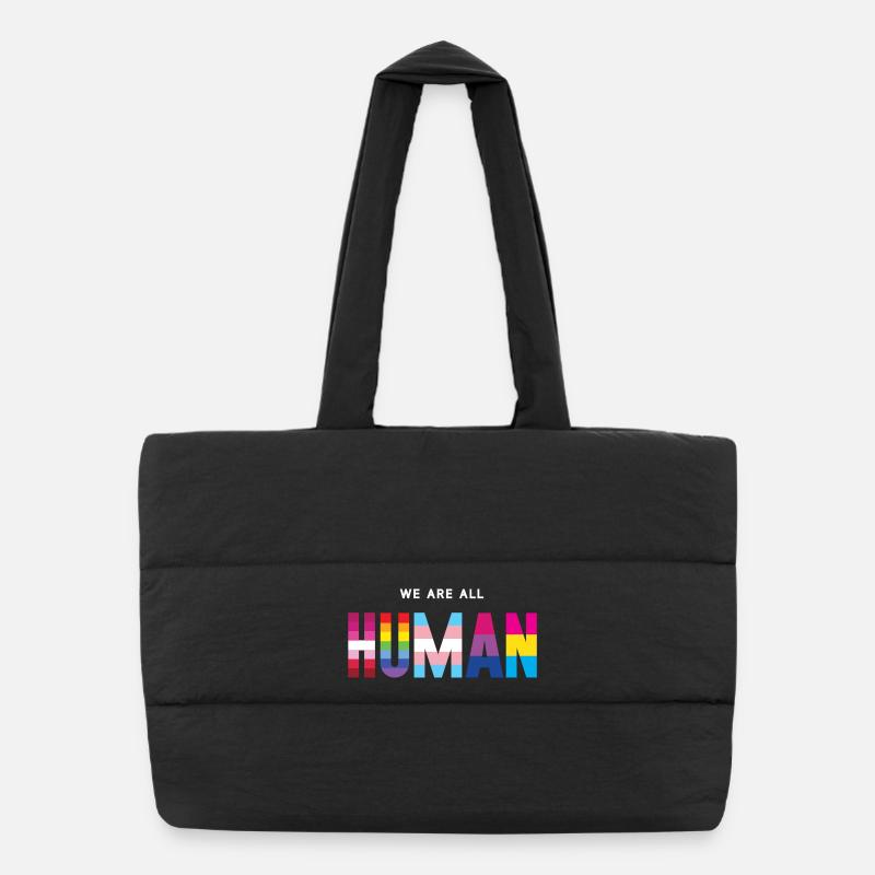 Pride Month LGBT - We Are All Human - Puffer Shopping Bag - black
