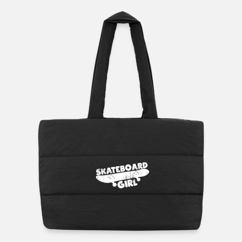 Skateboard Mädchen - Puffer-Einkaufstasche - Schwarz