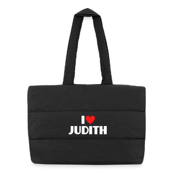I love Judith Rotes Herz Romantischer Name Fan - Puffer-Einkaufstasche - Schwarz - Vorne