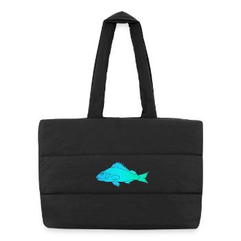 Fisch mit Zackenflosse - Puffer-Einkaufstasche - Schwarz - Vorne
