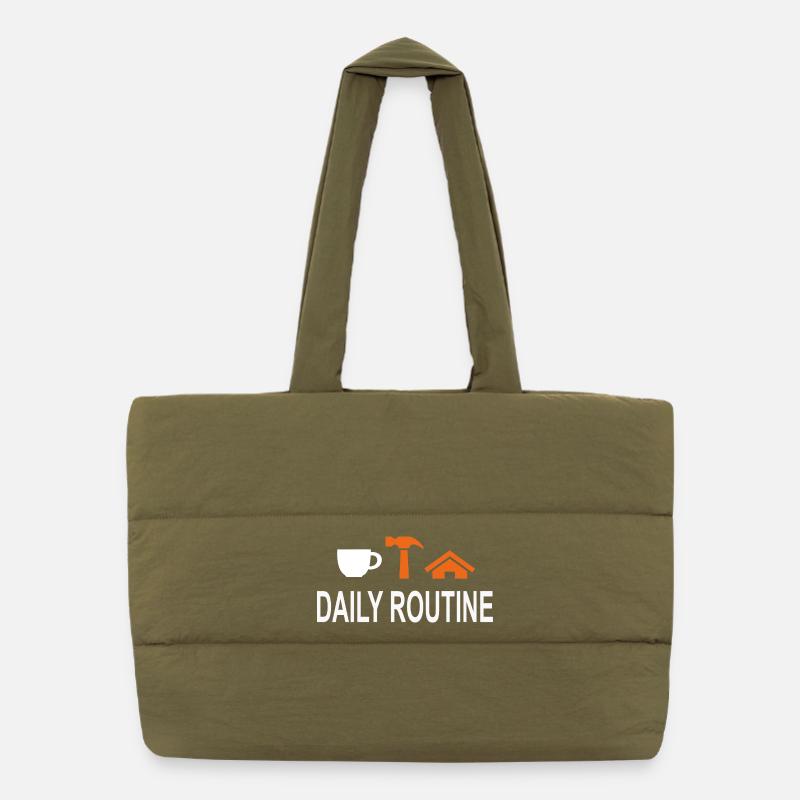 Routine quotidienne, routine quotidienne, le travail peut attendre Sac shopping matelassé