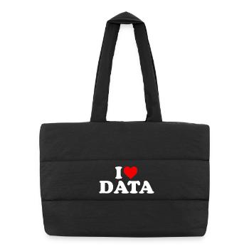 Ich liebe Daten – Herz - Puffer-Einkaufstasche - Schwarz - Vorne