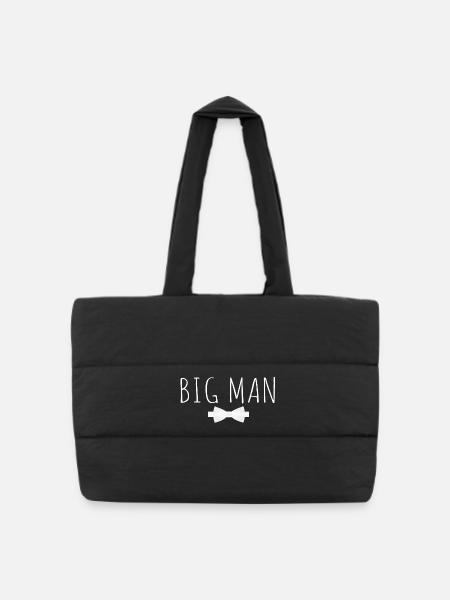 Humorous Design Big Man White Bowtie - Puffer Shopping Bag - black