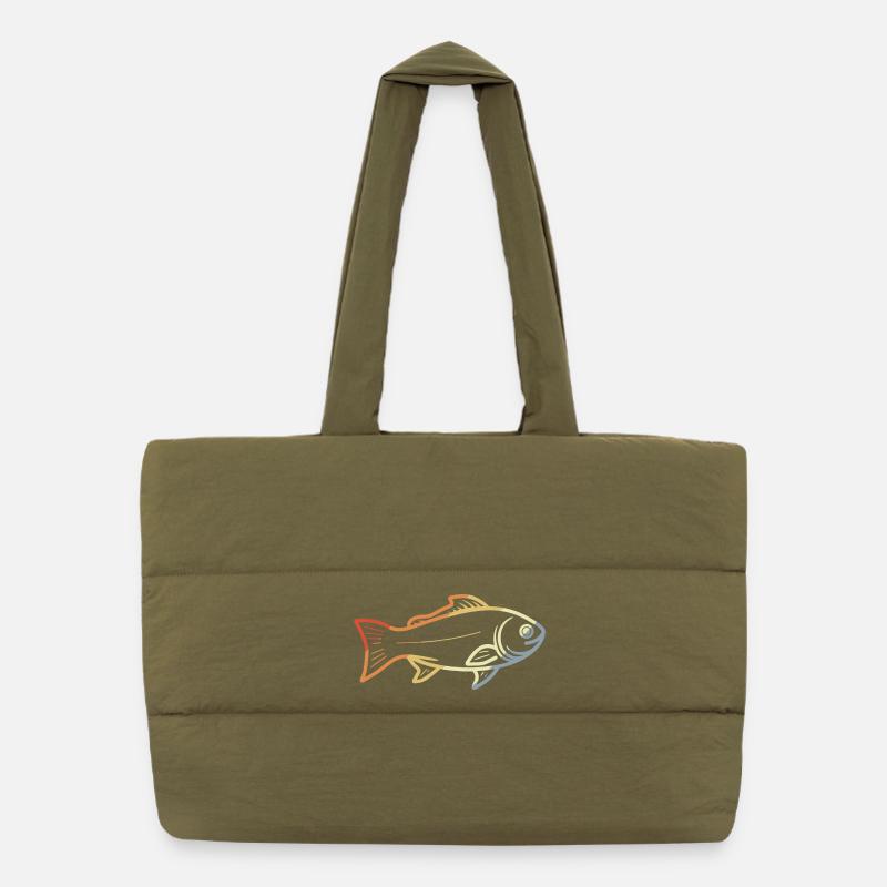 Dessin de poisson vintage Sac shopping matelassé