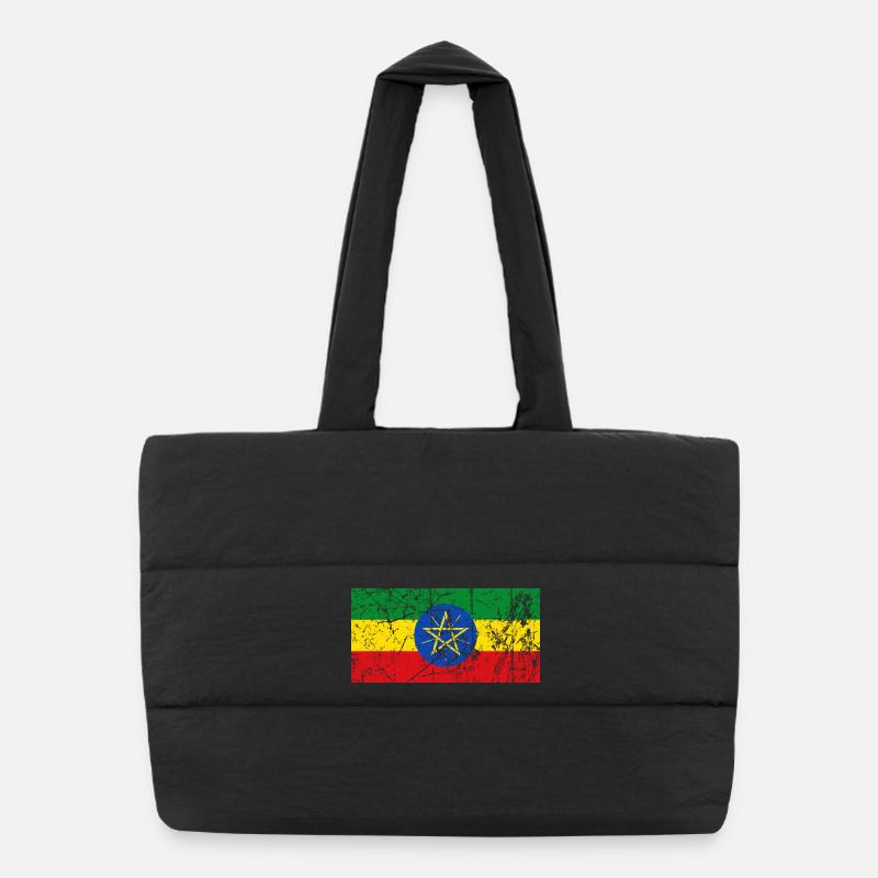 Ethiopie Afrique drapeau effet vintage Sac shopping matelassé