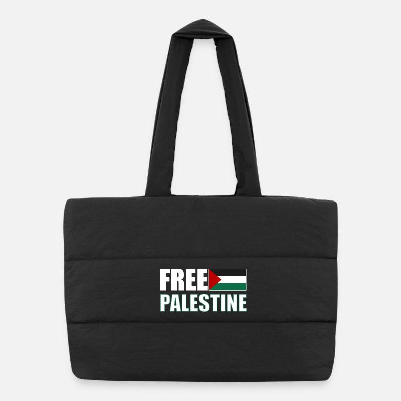 Free Palestine - Sac shopping matelassé - noir
