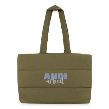 Andi Arbeit, an die Arbeit, Andreas, Andrea - Puffer-Einkaufstasche - safari Green - Vorne