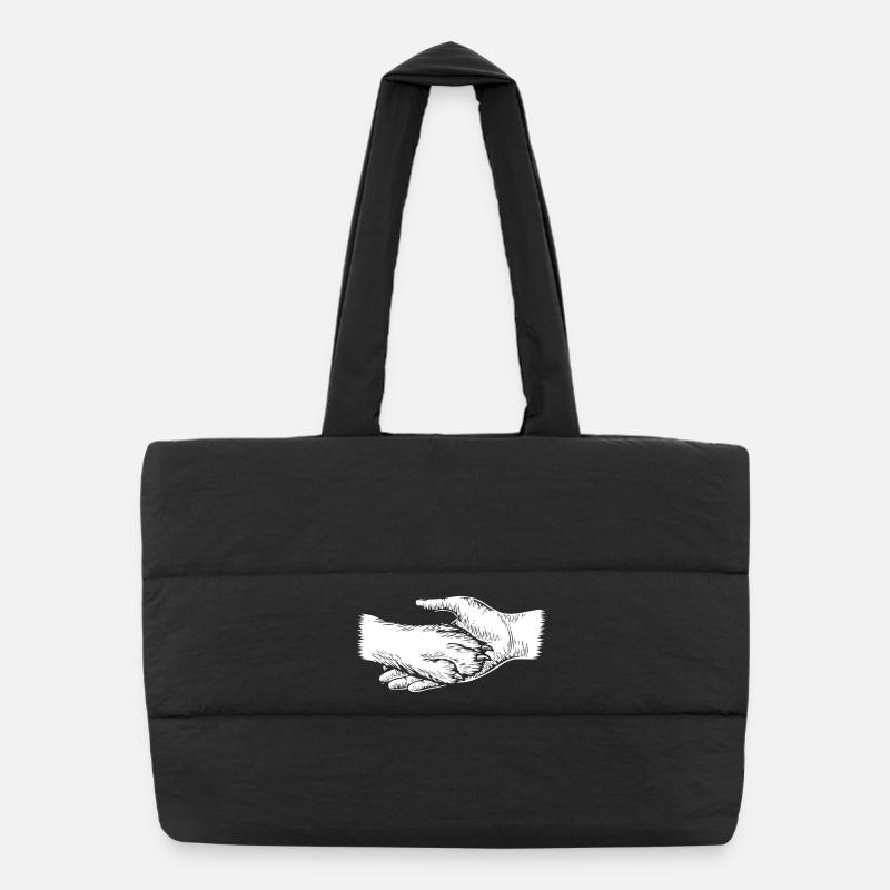 Chien et maître - Silhouette de main et de patte Sac shopping matelassé