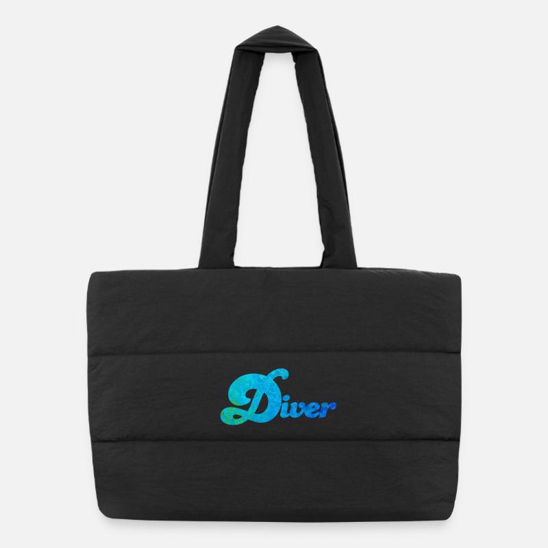 Diver Divers Ocean Sea Underwater World Sea Cool Puffer Shopping Bag