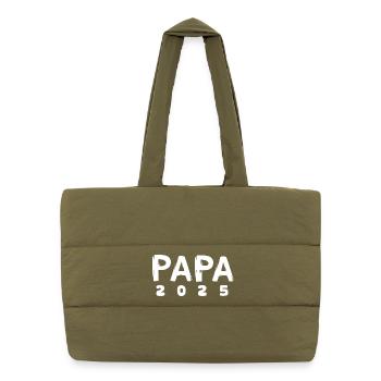 papa 2025 - Vaterschaft und Geburt - Puffer-Einkaufstasche - safari Green - Vorne