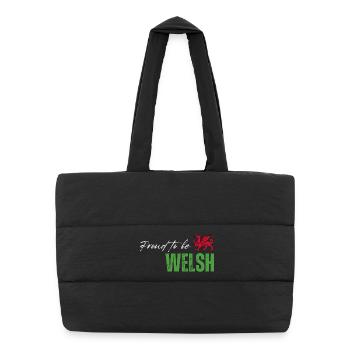 Stolzer Waliser, ich liebe Wales - Puffer-Einkaufstasche - Schwarz - Vorne