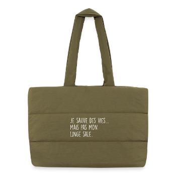 Je sauve des vies… mais pas mon linge sale - Sac shopping matelassé - safari green - Devant