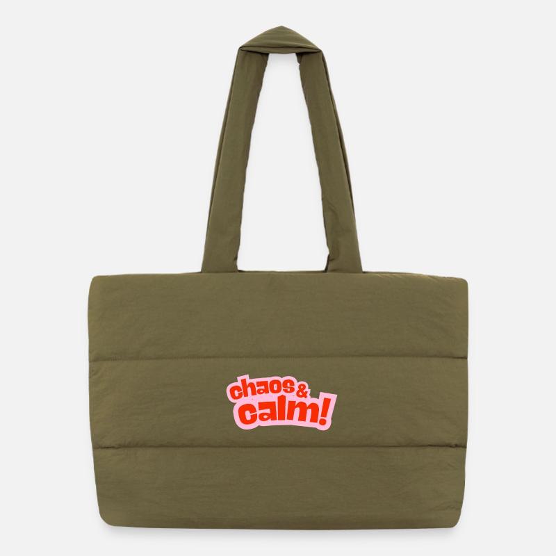 Chaos & Calm Contrast Design Puffer Shopping Bag