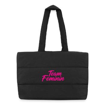 Team Feminin – Pink Girl Power Statement Design - Puffer Shopping Bag - black - Front