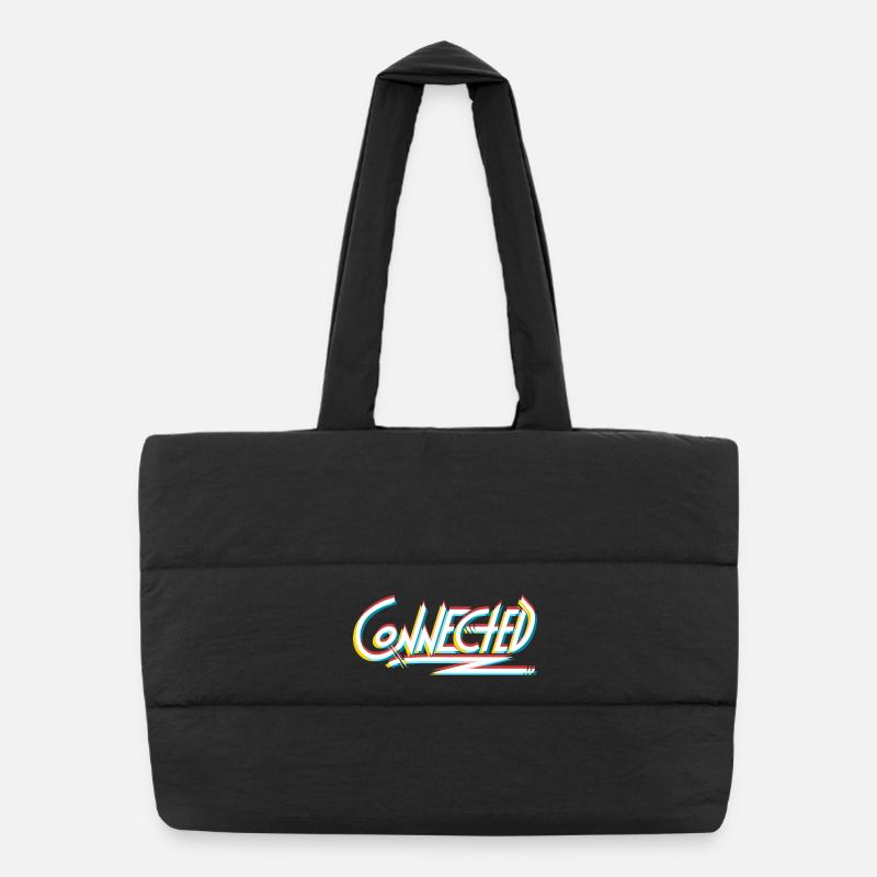 Connected_white_prism - Sac shopping matelassé - noir