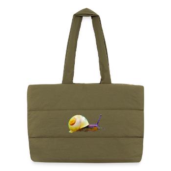 snail - Puffer Shopping Bag - safari green - Front