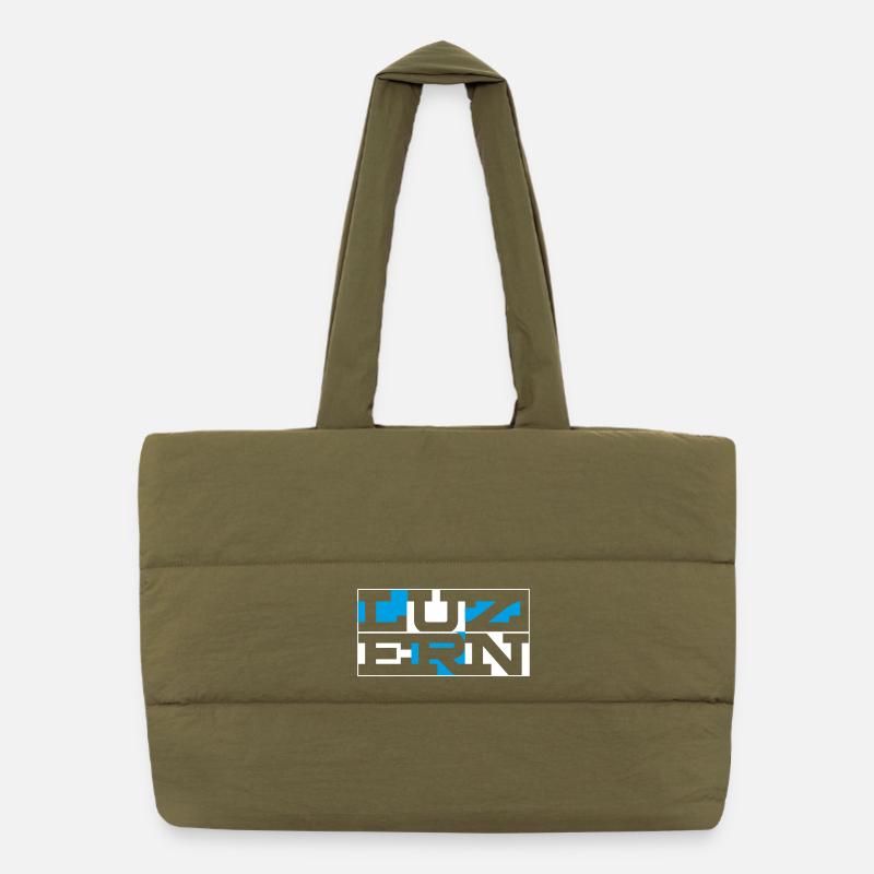Luzern Geometric Wordmark Puffer-Einkaufstasche