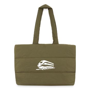 Railway Drawing - Puffer Shopping Bag - safari green - Front