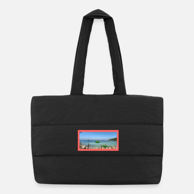 Beach photo with coconut Puffer Shopping Bag