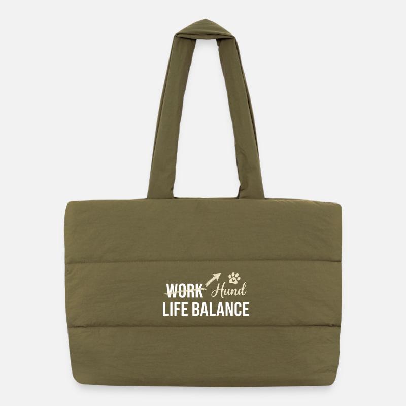 Dog and work life balance Puffer Shopping Bag
