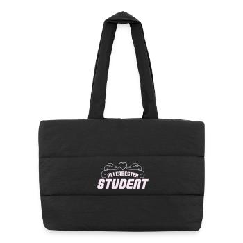 Allerbester Student Retro Badge - Puffer-Einkaufstasche - Schwarz - Vorne