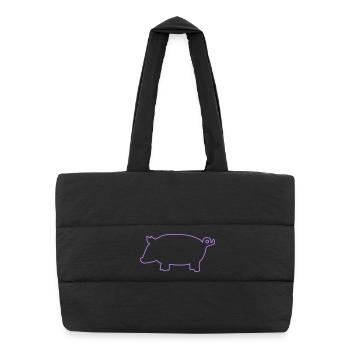 Pig Silhouette - Puffer Shopping Bag - black - Front