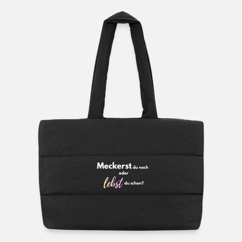 Meckerst_du_noch_oder_lebst_du_schon_-4- - Puffer-Einkaufstasche - Schwarz