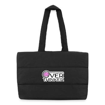 Professional Overthinker Funny Brooding Anxiety Logo - Puffer Shopping Bag - black - Front