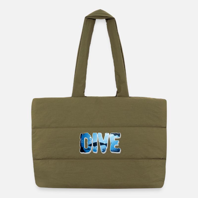 Diving Divers Puffer Shopping Bag