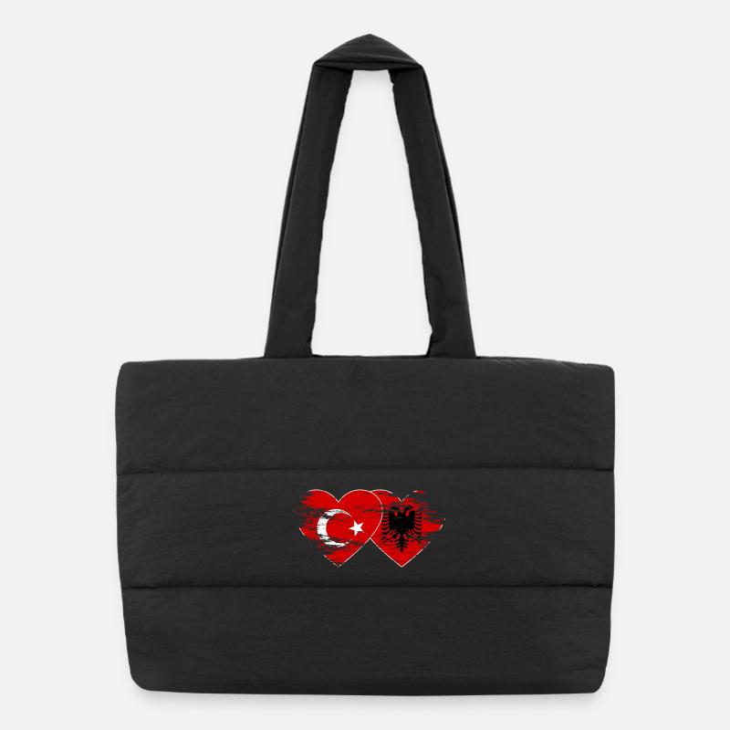 Turquie Albanie drapeau coeur utilisé Sac shopping matelassé