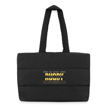 Rugby forever my sport my passion yellow - Puffer Shopping Bag - black - Front