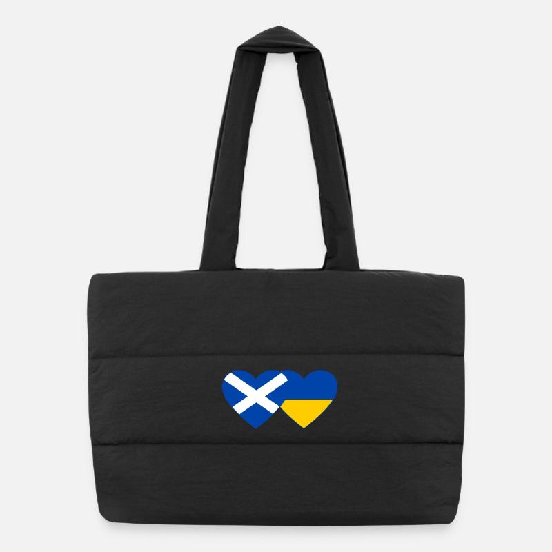 Scotland Ukraine Flag Heart Puffer Shopping Bag