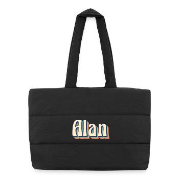 Alan T-Shirt Retro Vintage T-Shirt Geschenkidee - Puffer-Einkaufstasche - Schwarz - Vorne