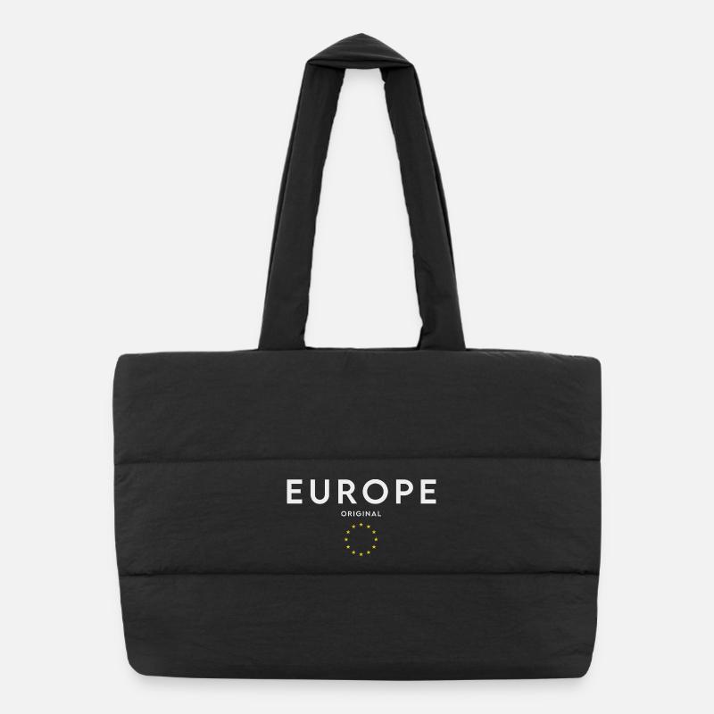 Drapeau de l’Europe, fierté européenne - Sac shopping matelassé - noir