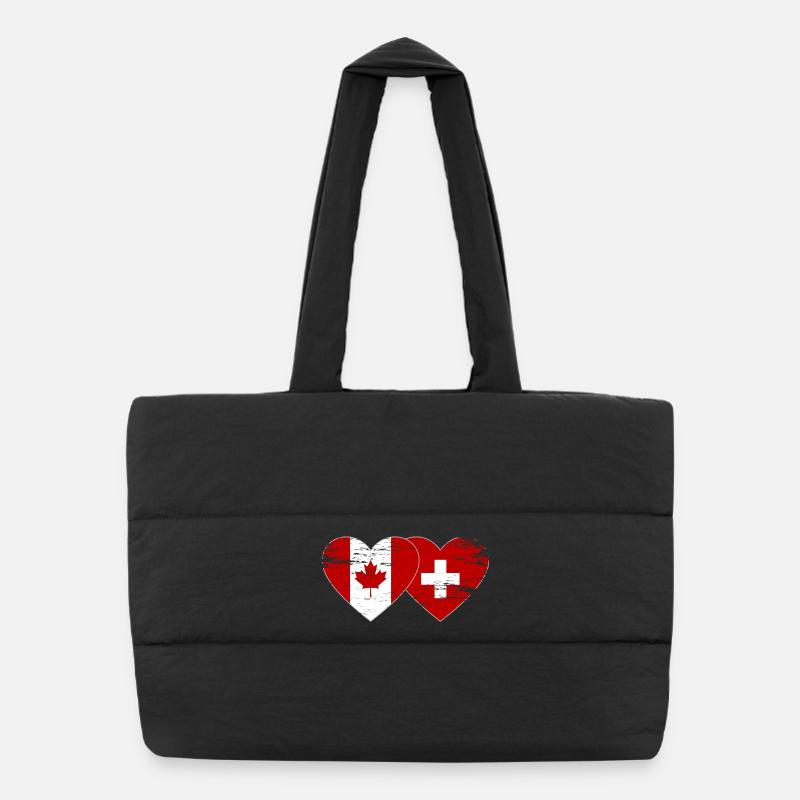 Cœur du drapeau Canada Suisse utilisé Sac shopping matelassé