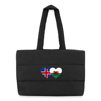 Island Wales Flagge Herz - Puffer-Einkaufstasche - Schwarz - Vorne