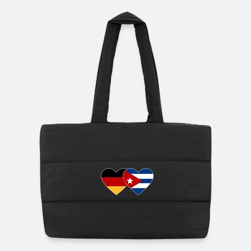 Deutschland Kuba Flagge Herz Puffer-Einkaufstasche