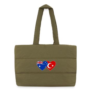 Cœur du drapeau de la Turquie australienne - Sac shopping matelassé - safari green - Devant