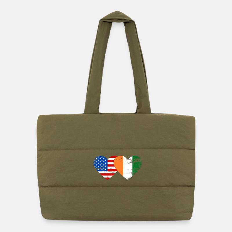 USA Côte d'Ivoire Flag Heart used Puffer Shopping Bag