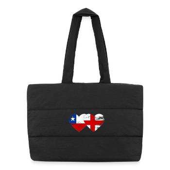 Chile England flagge Herz - Puffer-Einkaufstasche - Schwarz - Vorne