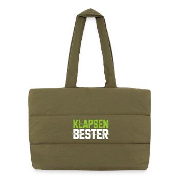 Meilleure phrase folle du bureau - Sac shopping matelassé - safari green - Devant