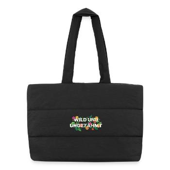 Sauvages et indomptés – Dicton des tendances florales - Sac shopping matelassé - noir - Devant