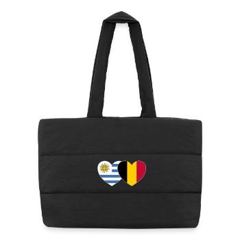 Uruguay Belgique Flag Heart - Sac shopping matelassé - noir - Devant