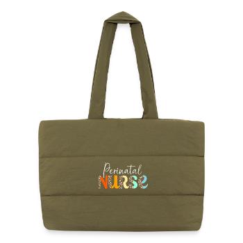 Midwife Obgyn Obstetrics - Puffer Shopping Bag - safari green - Front
