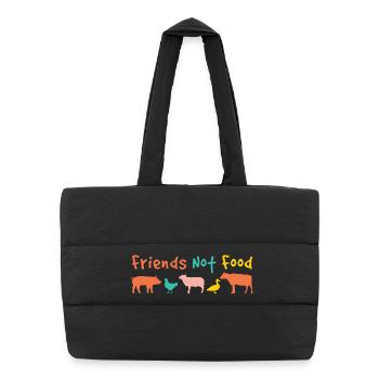 friends not food vegan - Puffer Shopping Bag - black - Front